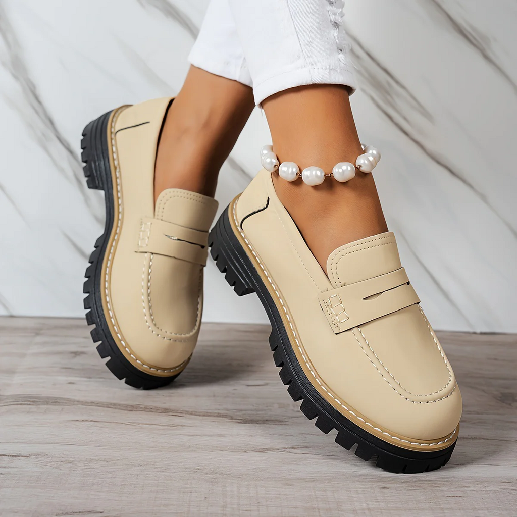 Women's Plus Size Casual Retro Suede Loafers with Chunky Heel Platform