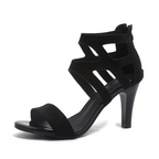 Women’s Aurora Rome Stiletto Heels – Zip Back Suede Open-Toe Sandals