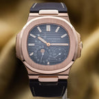 Nautilus 40mm 5712R-001 Moon Phase Power Reserve Rose Gold Brown Dial Leather Strap