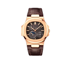 Nautilus 40mm 5712R-001 Moon Phase Power Reserve Rose Gold Brown Dial Leather Strap