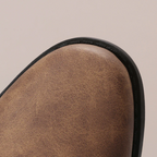 Women's Matte PU Buckle-Detailed Slouch Boots - Crushed Texture Stacked Mid-Calf Flat Boots