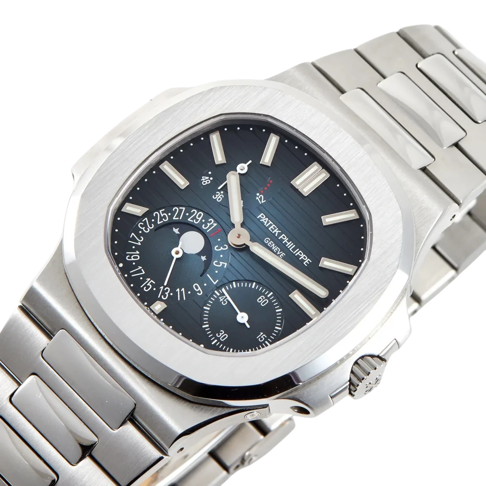 Nautilus 40mm 5712/1A-001 Moon Phase Power Reserve Stainless Steel Blue Dial