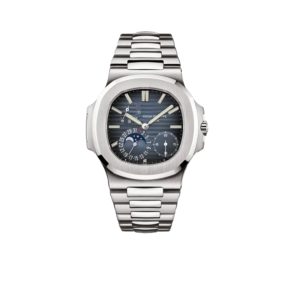 Nautilus 40mm 5712/1A-001 Moon Phase Power Reserve Stainless Steel Blue Dial
