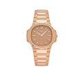 Nautilus Ladies 35mm 7118/1200R-010 Rose Gold Golden Dial Diamond Bezel