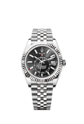 Sky-Dweller, 42mm, Oystersteel and 18k White Gold, Black, Jubilee