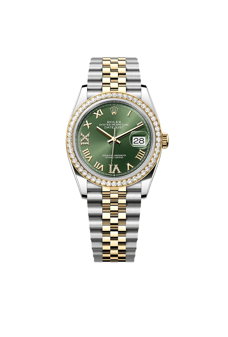 Datejust 36 Oyster, 36 mm, Oystersteel, yellow gold and diamonds