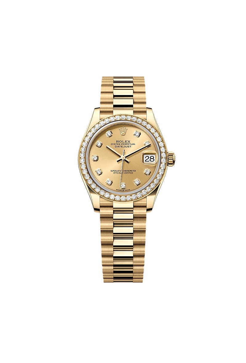 Datejust 31 Oyster, 31 mm, yellow gold and diamonds