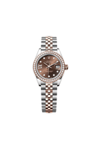 Lady-Datejust Oyster, 28 mm, Oystersteel, Everose gold and diamonds