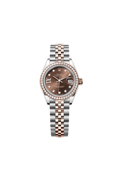 Lady-Datejust Oyster, 28 mm, Oystersteel, Everose gold and diamonds