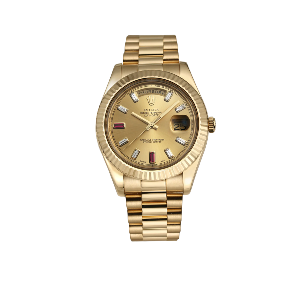 Day-Date II 218238 Full Set Factory Ruby Baguette Dial
