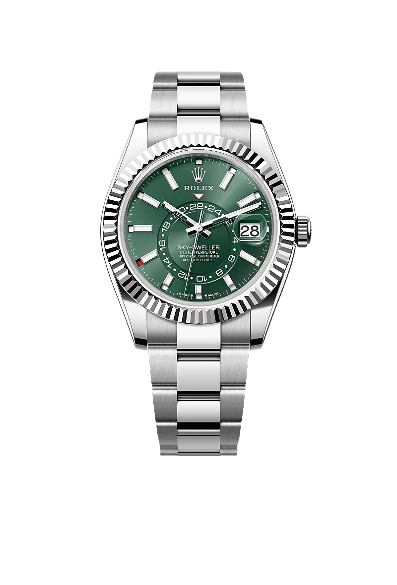 Sky-Dweller Stainless Steel, Green Index Dial, 42 mm