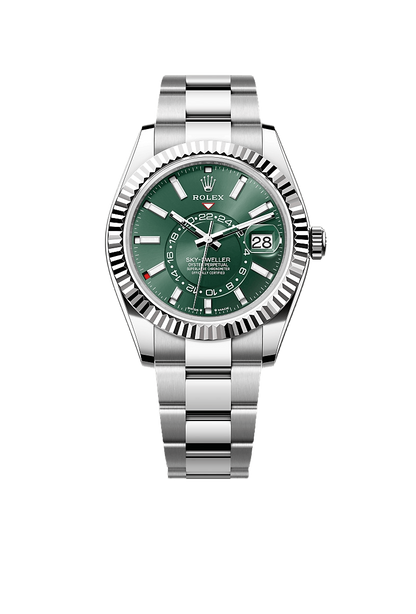 Sky-Dweller Stainless Steel, Green Index Dial, 42 mm