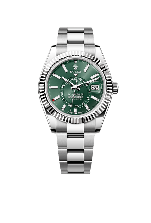 Sky-Dweller Stainless Steel, Green Index Dial, 42 mm