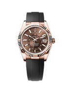Sky-Dweller 18K Rose Gold, Chocolate Index Dial, Oysterflex Bracelet, 42 mm