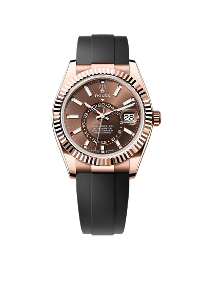 Sky-Dweller 18K Rose Gold, Chocolate Index Dial, Oysterflex Bracelet, 42 mm