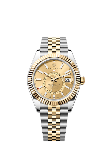 Sky-Dweller, 42mm, Oystersteel and 18k Yellow Gold, Champagne, Jubilee