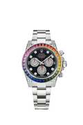 Cosmograph Daytona Rainbow White Gold Black Dial with Diamond Bezel