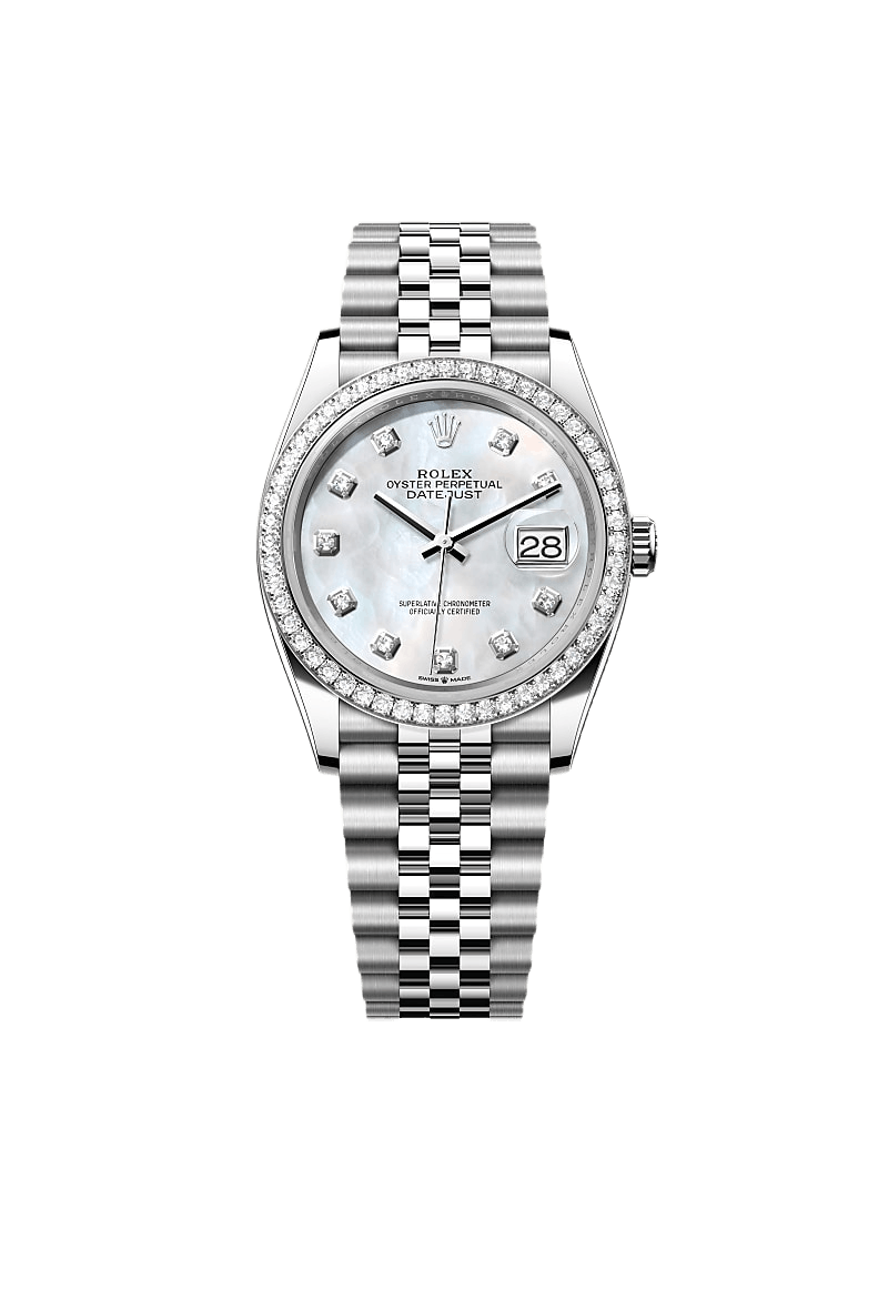 Datejust 36 Oyster, 36 mm, Oystersteel, white gold and diamonds
