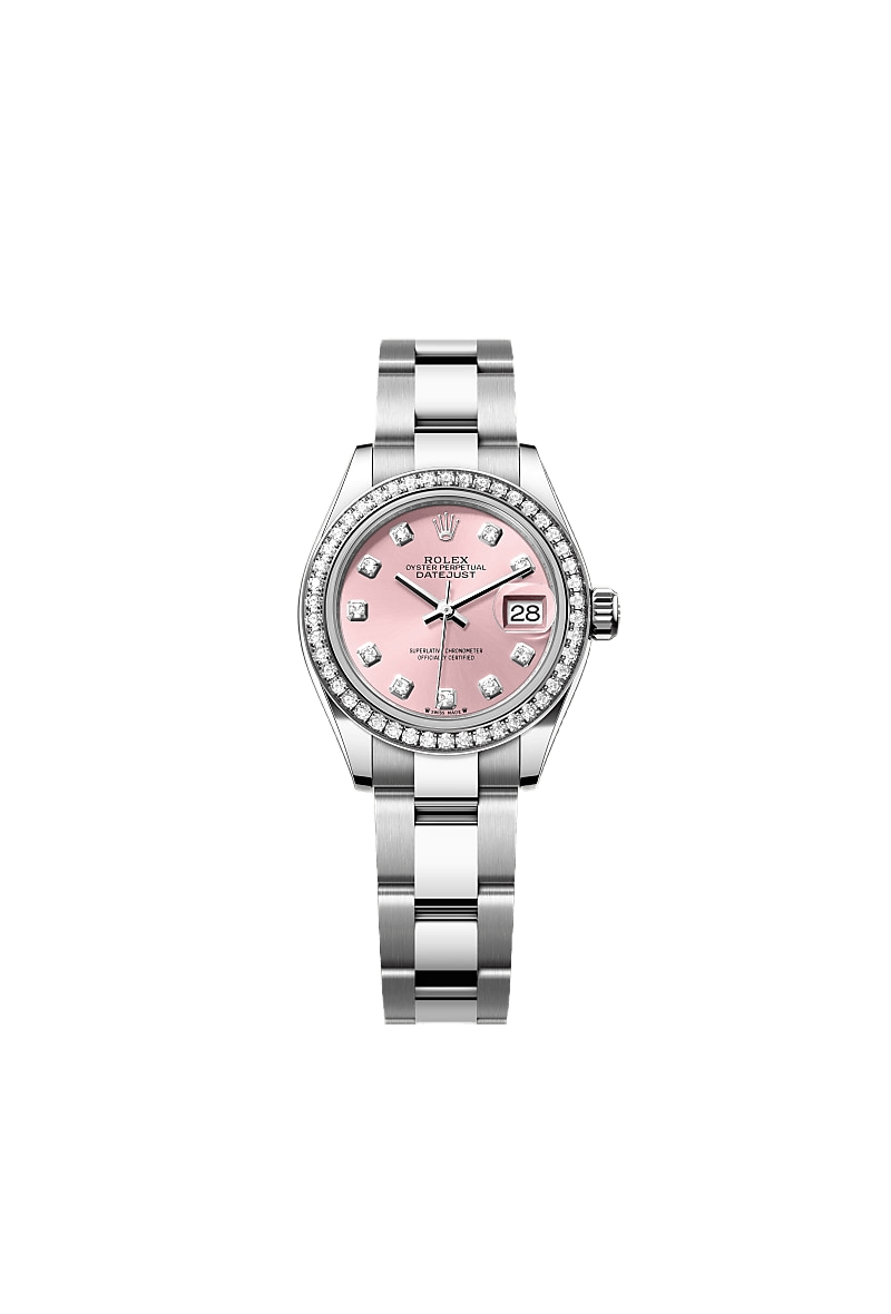 Lady-Datejust Oyster, 28 mm, Oystersteel, white gold and diamonds