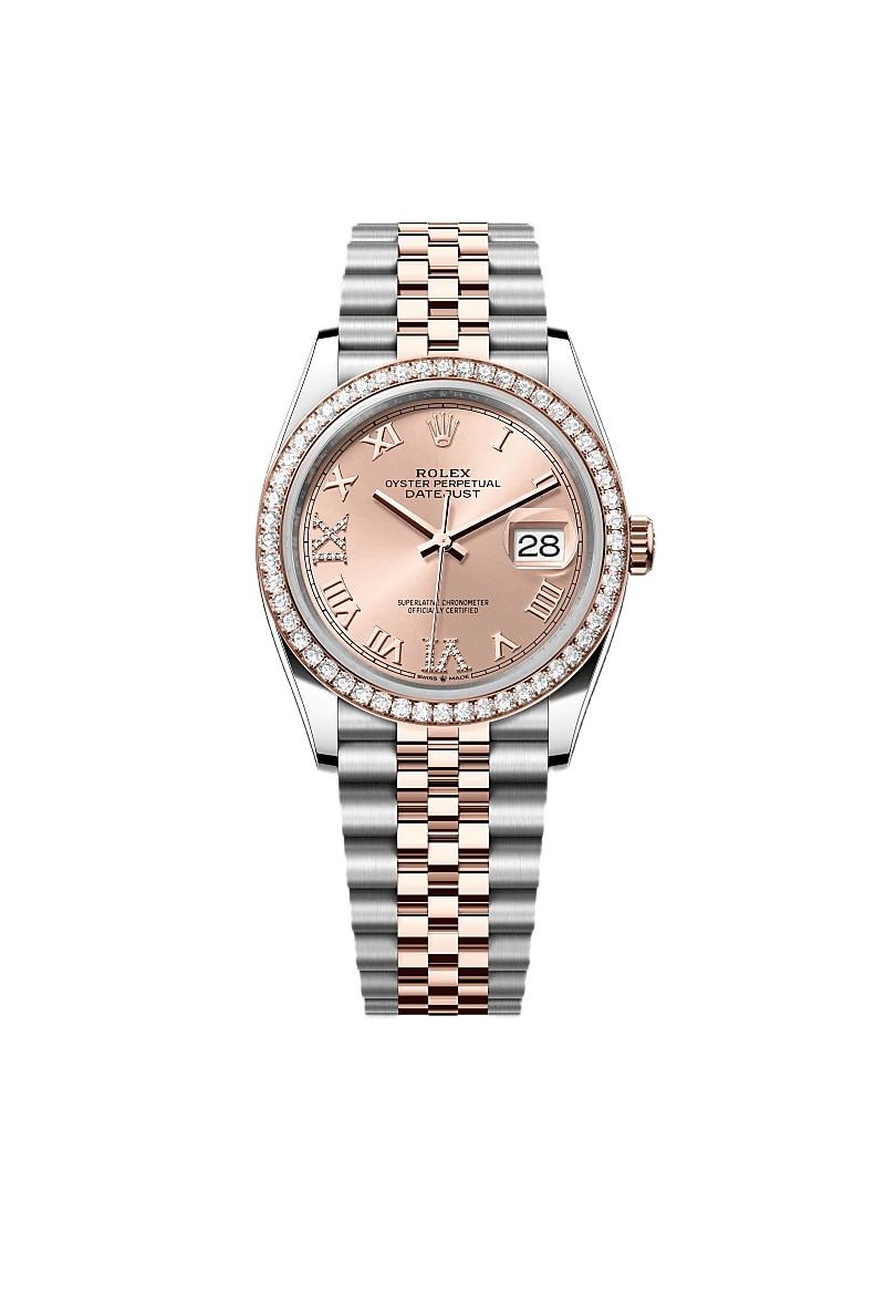 Datejust 36 Oyster, 36 mm, Oystersteel, Everose gold and diamonds