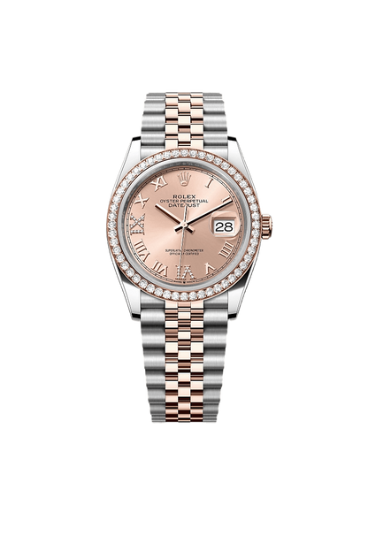 Datejust 36 Oyster, 36 mm, Oystersteel, Everose gold and diamonds