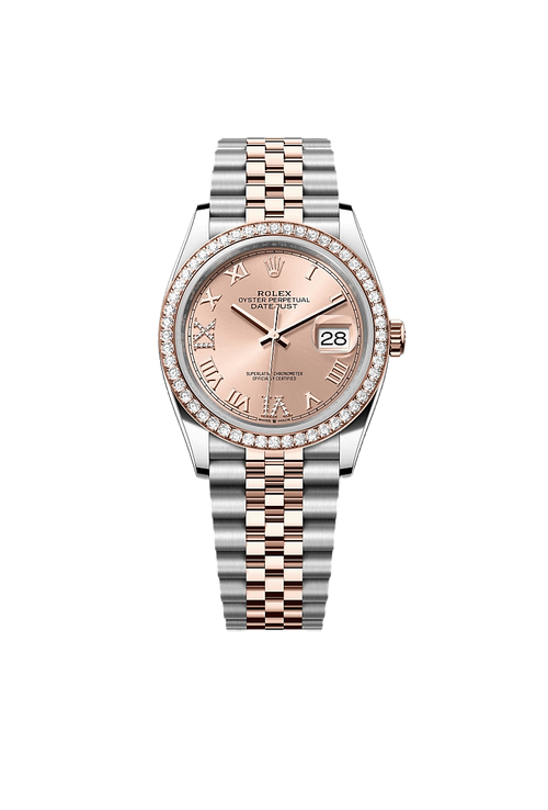 Datejust 36 Oyster, 36 mm, Oystersteel, Everose gold and diamonds