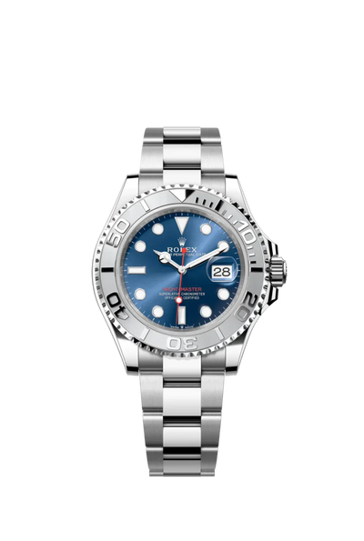 The Oyster Perpetual Yacht-Master 40 in platinum and Oystersteel with an Oyster bracelet