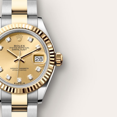 Lady-Datejust Oyster, 28 mm, Oystersteel and yellow gold