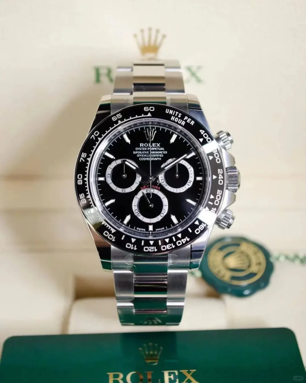 Cosmograph Daytona Stainless Steel Black Dial with Ceramic Bezel