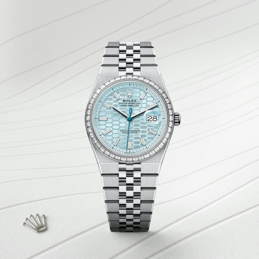 Land-Dweller 36 Oyster, 36 mm, platinum and diamonds