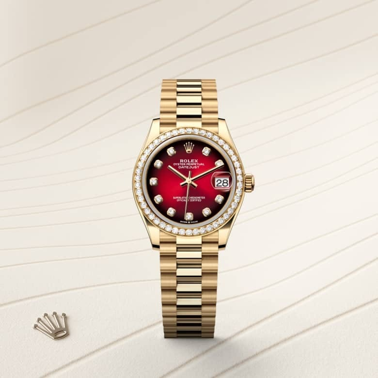 Datejust 31 Oyster, 31 mm, yellow gold and diamonds