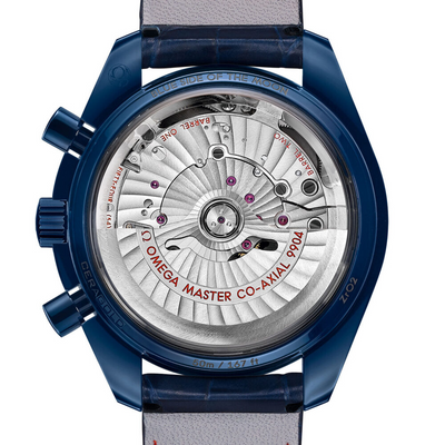 Speedmaster Moonphase 44.25 mm, blue ceramic on leather strap