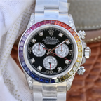 Cosmograph Daytona Rainbow White Gold Black Dial with Diamond Bezel
