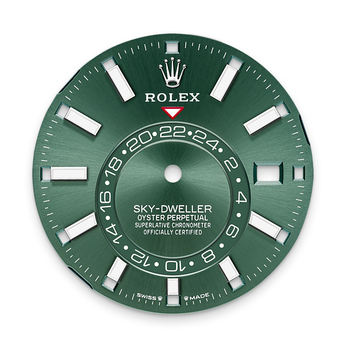 Sky-Dweller, 42mm, Oystersteel and 18k White Gold, Green, Jubilee