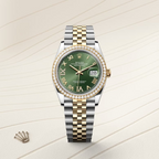 Datejust 36 Oyster, 36 mm, Oystersteel, yellow gold and diamonds