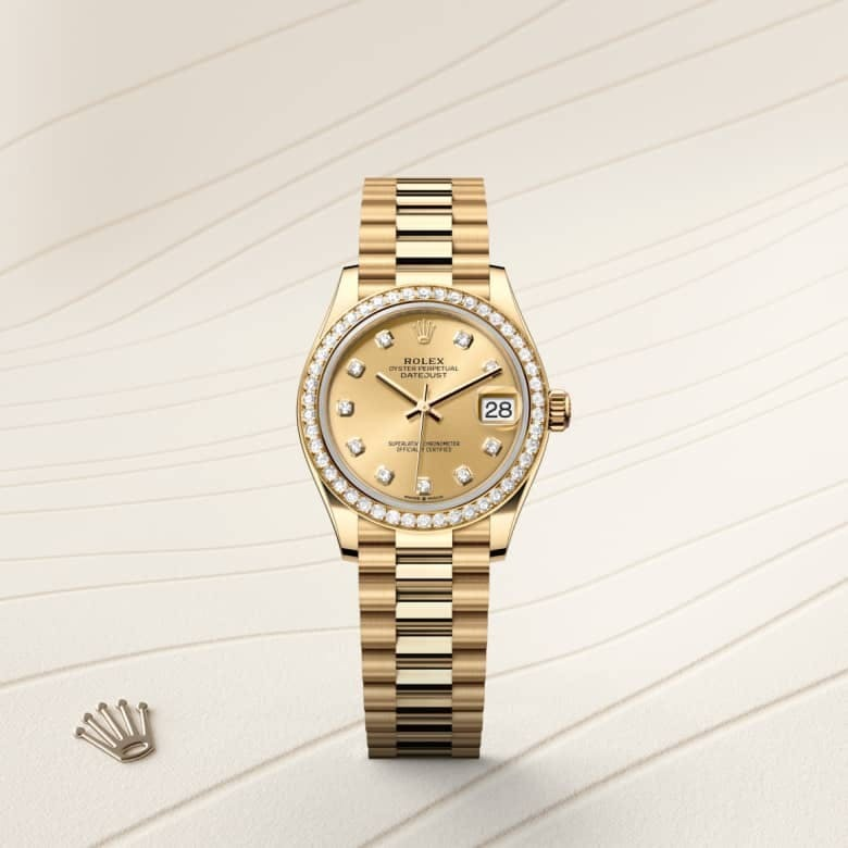 Datejust 31 Oyster, 31 mm, yellow gold and diamonds