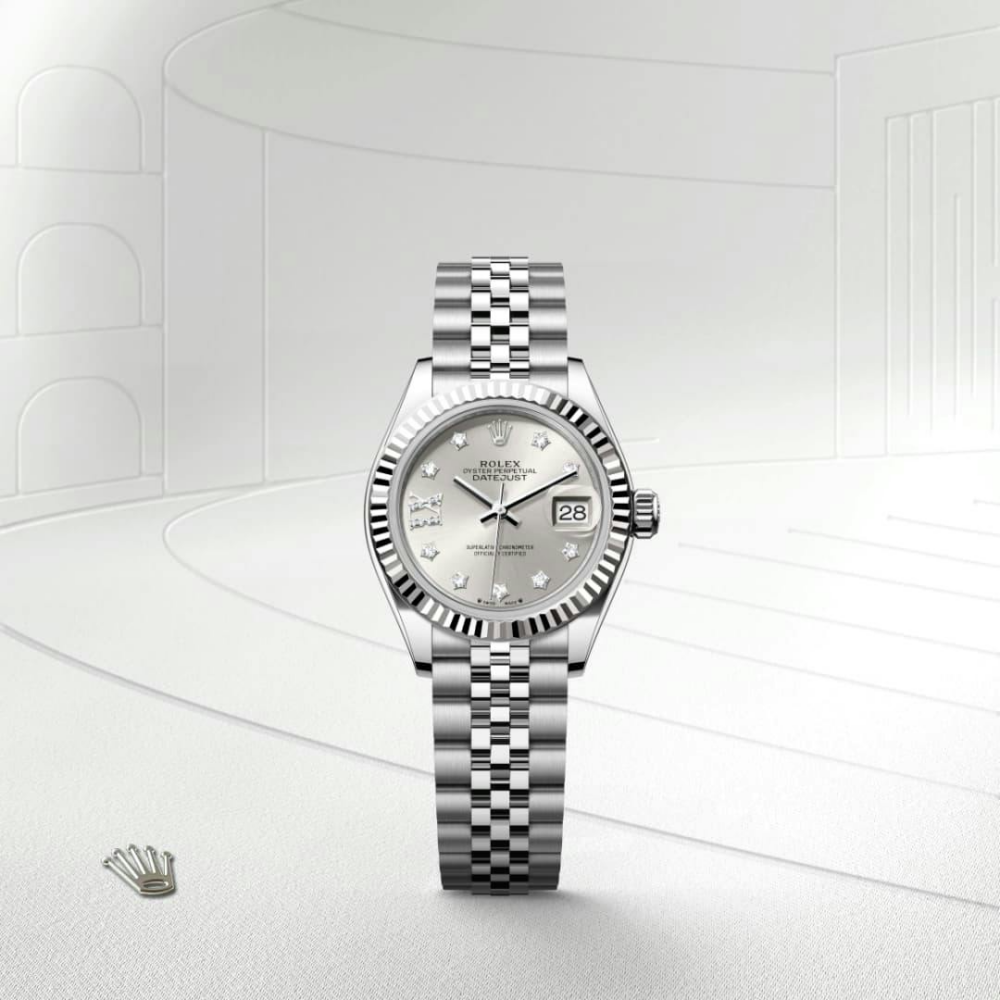 Lady-Datejust Oyster, 28 mm, Oystersteel and white gold