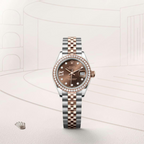 Lady-Datejust Oyster, 28 mm, Oystersteel, Everose gold and diamonds