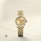 Lady-Datejust Oyster, 28 mm, yellow gold and diamond