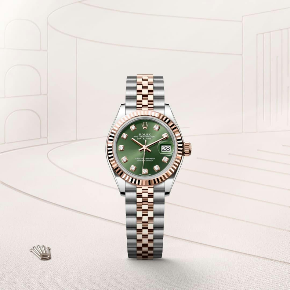Lady-Datejust Oyster, 28 mm, Oystersteel and Everose gold