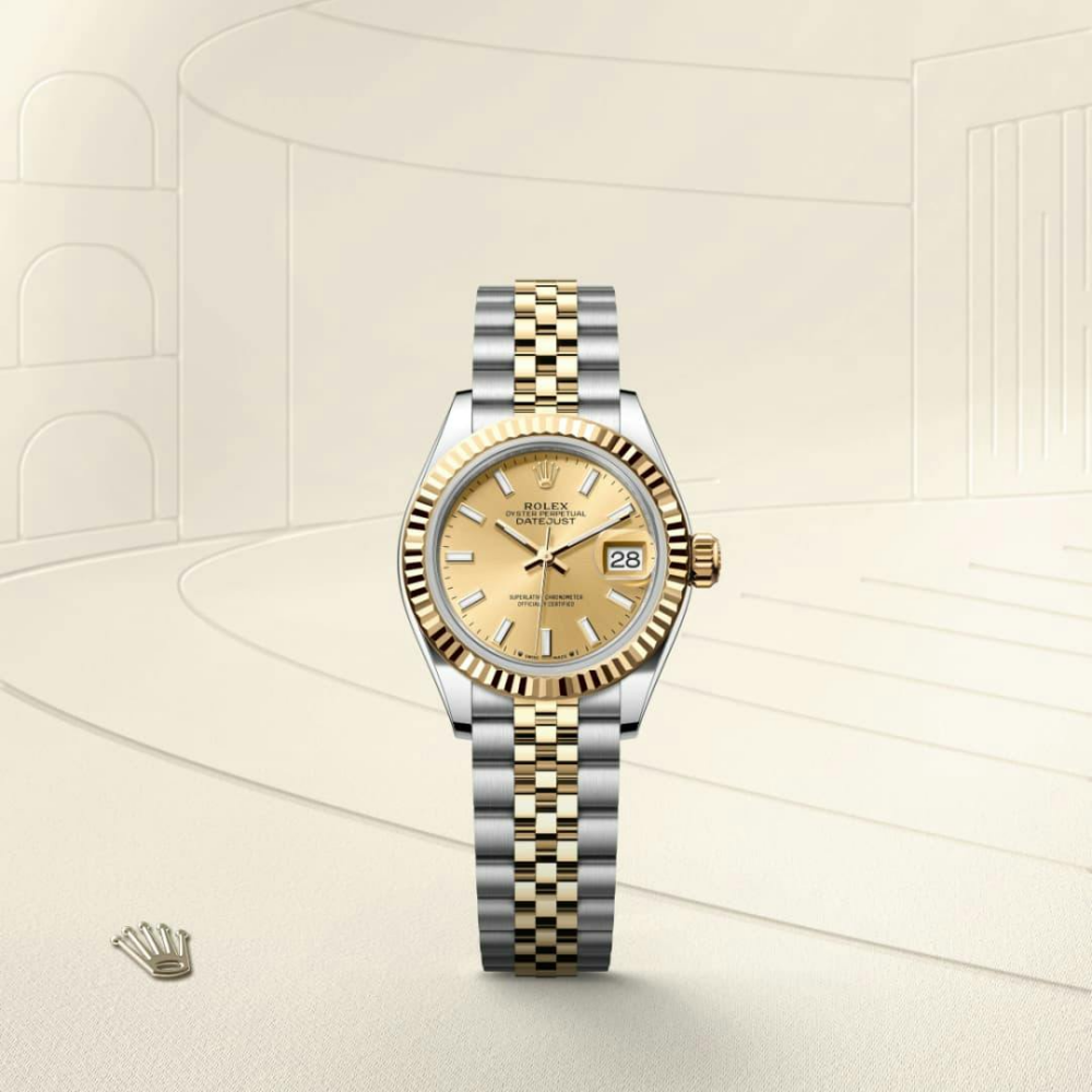 Lady-Datejust Oyster, 28 mm, Oystersteel and yellow gold