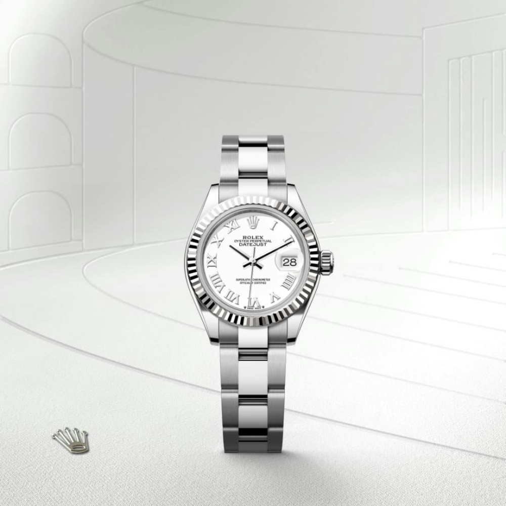 Lady-Datejust Oyster, 28 mm, Oystersteel and white gold