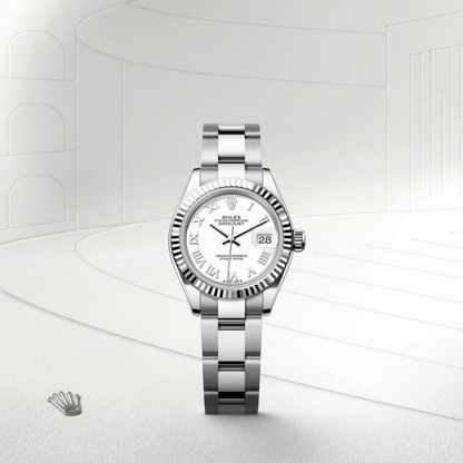 Lady-Datejust Oyster, 28 mm, Oystersteel and white gold