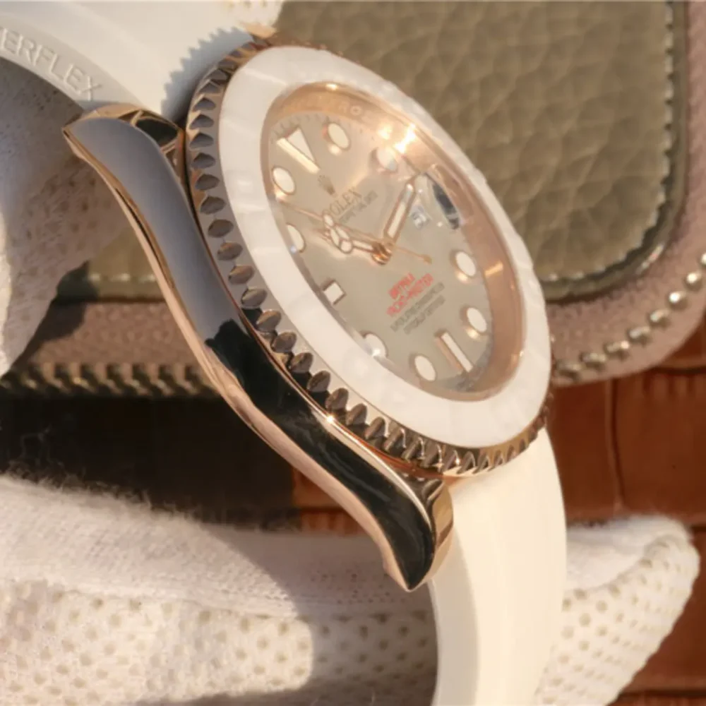 The Oyster Perpetual Yacht-Master Baymax Rose Gold Mix White Rubber Strap 40mm