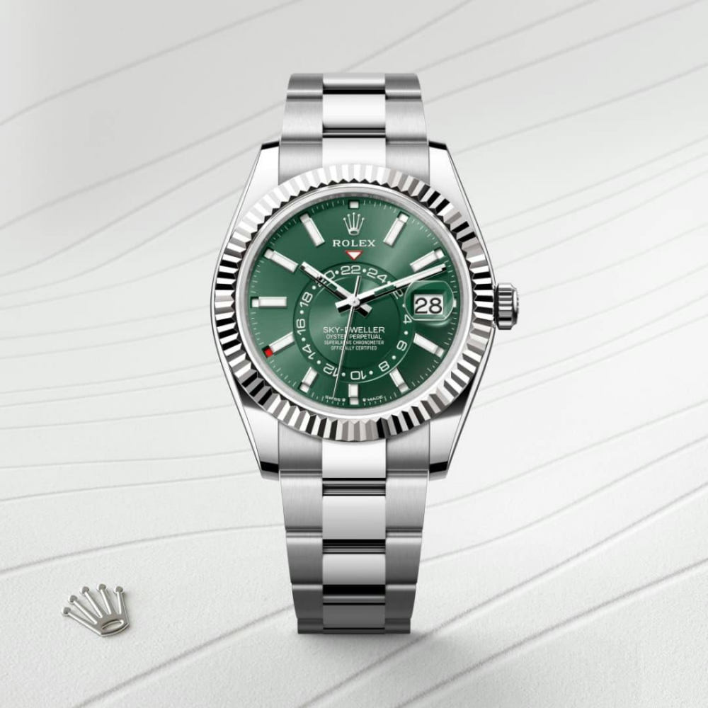 Sky-Dweller Stainless Steel, Green Index Dial, 42 mm