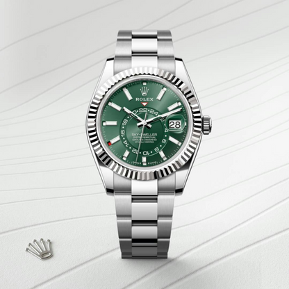 Sky-Dweller Stainless Steel, Green Index Dial, 42 mm