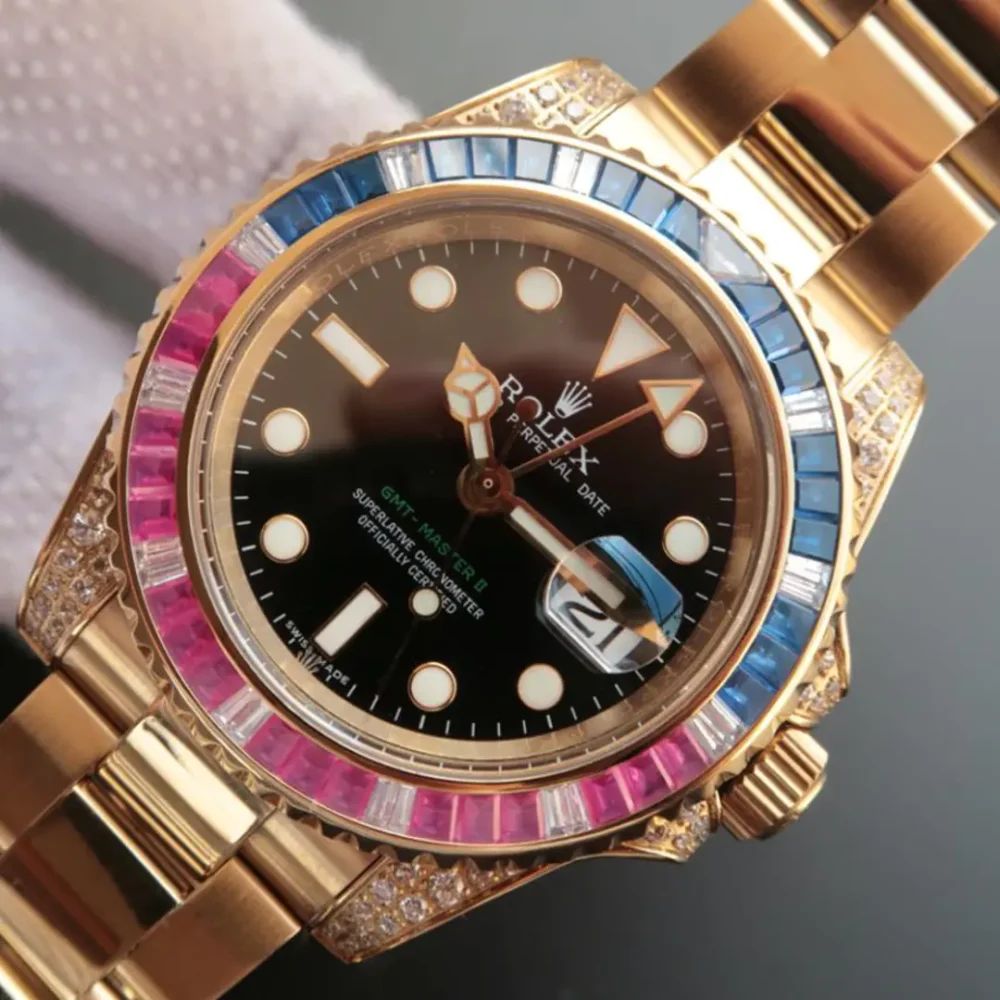 GMT – Master II GOLDEN BLUE / RED DIAMOND BLACK DIAL 40MM
