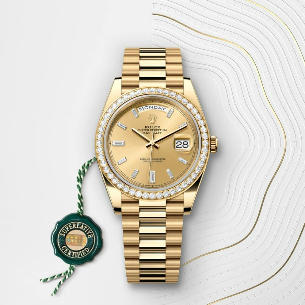 Day-Date 40 Oyster, 40 mm, yellow gold and diamonds