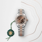Lady-Datejust Oyster, 28 mm, Oystersteel, Everose gold and diamonds
