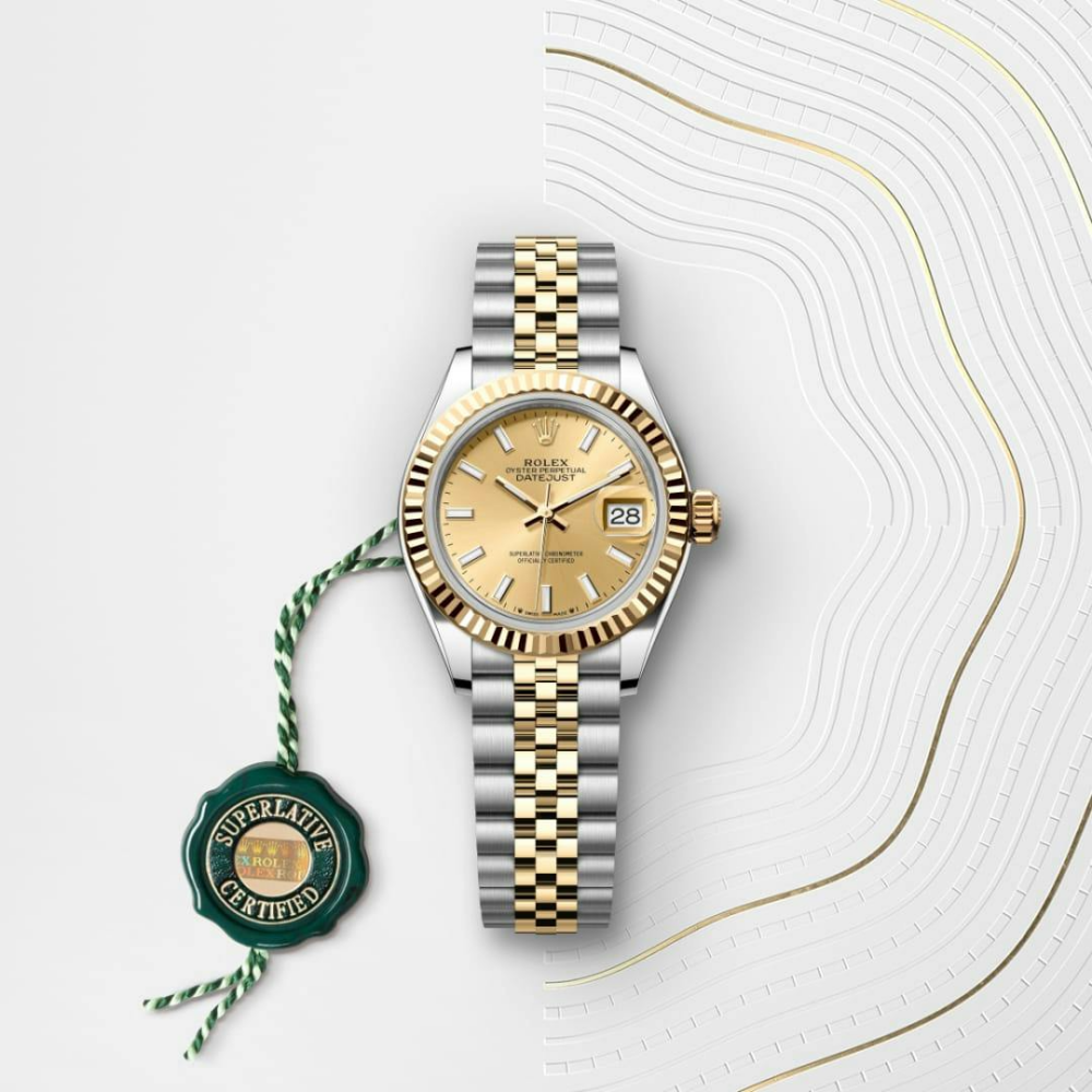 Lady-Datejust Oyster, 28 mm, Oystersteel and yellow gold